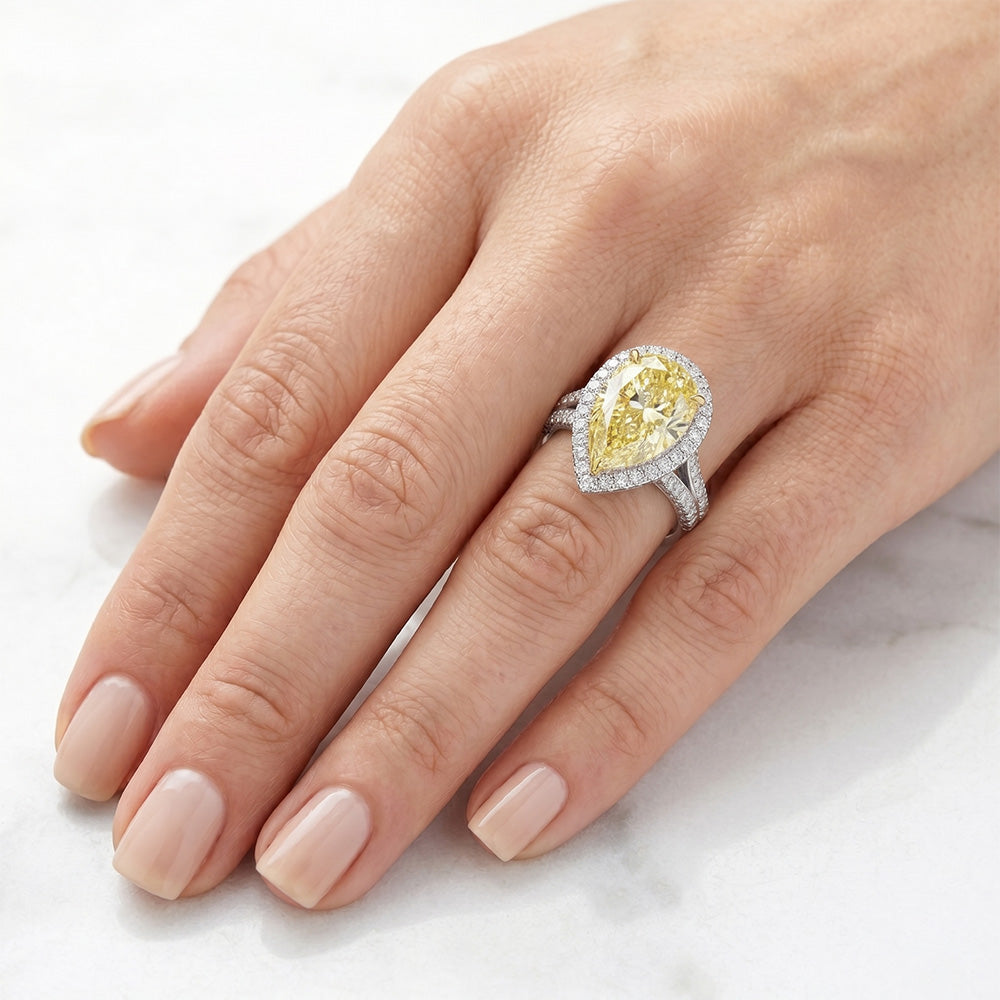 VVS Diamante Canarino Anello 4,5 carati – Oro Bicolore 14K