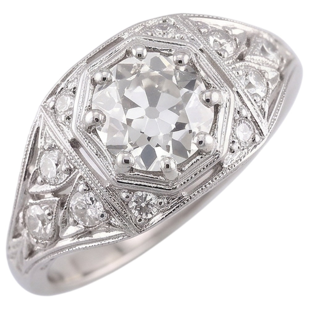 Vecchio Minatore Anello Diamante 2 Carati Oro Bianco 14K
