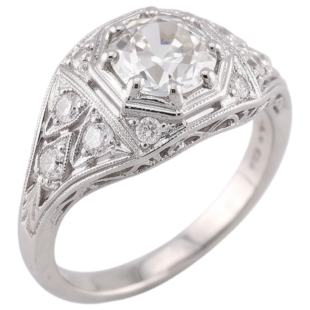Vecchio Minatore Anello Diamante 2 Carati Oro Bianco 14K