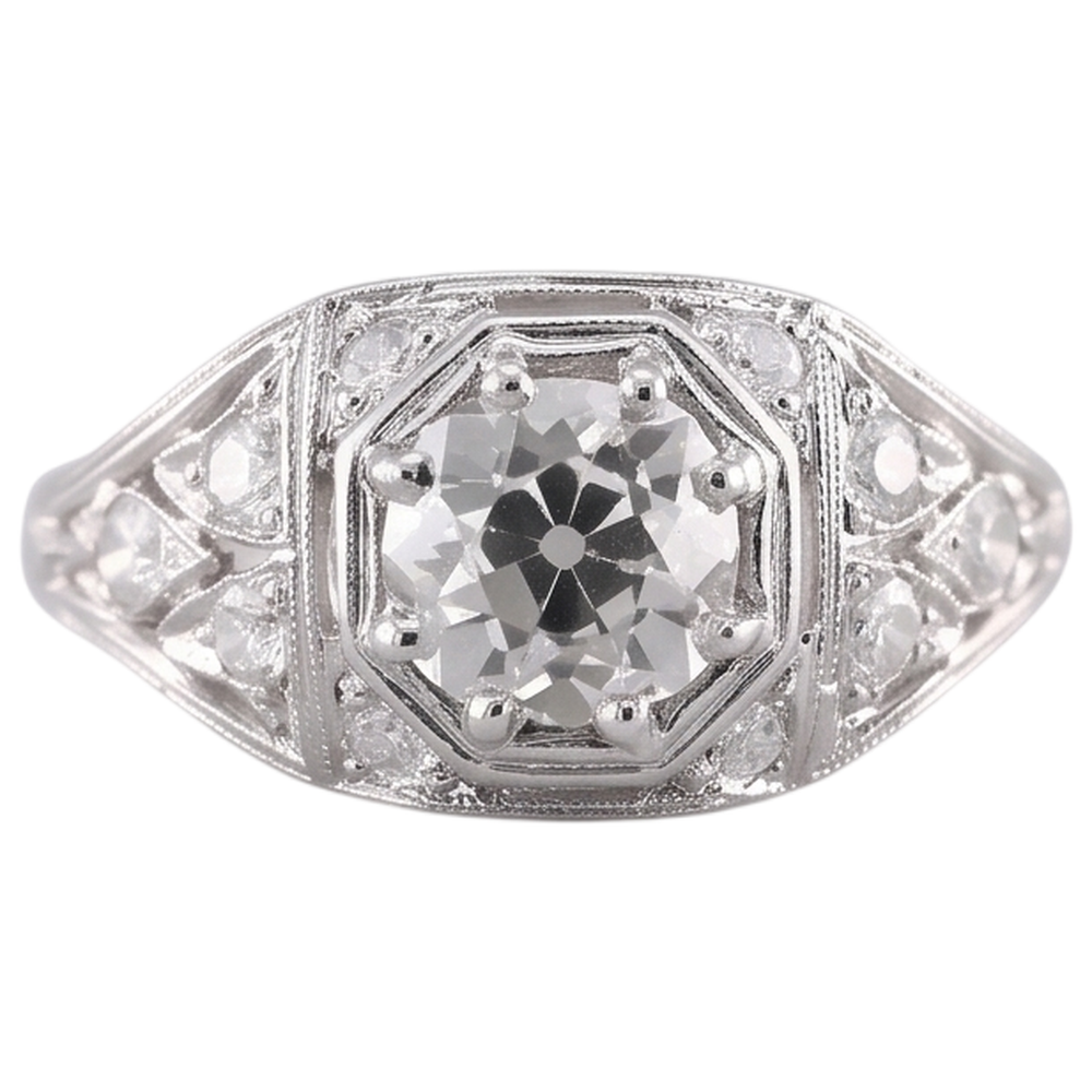 Vecchio Minatore Anello Diamante 2 Carati Oro Bianco 14K