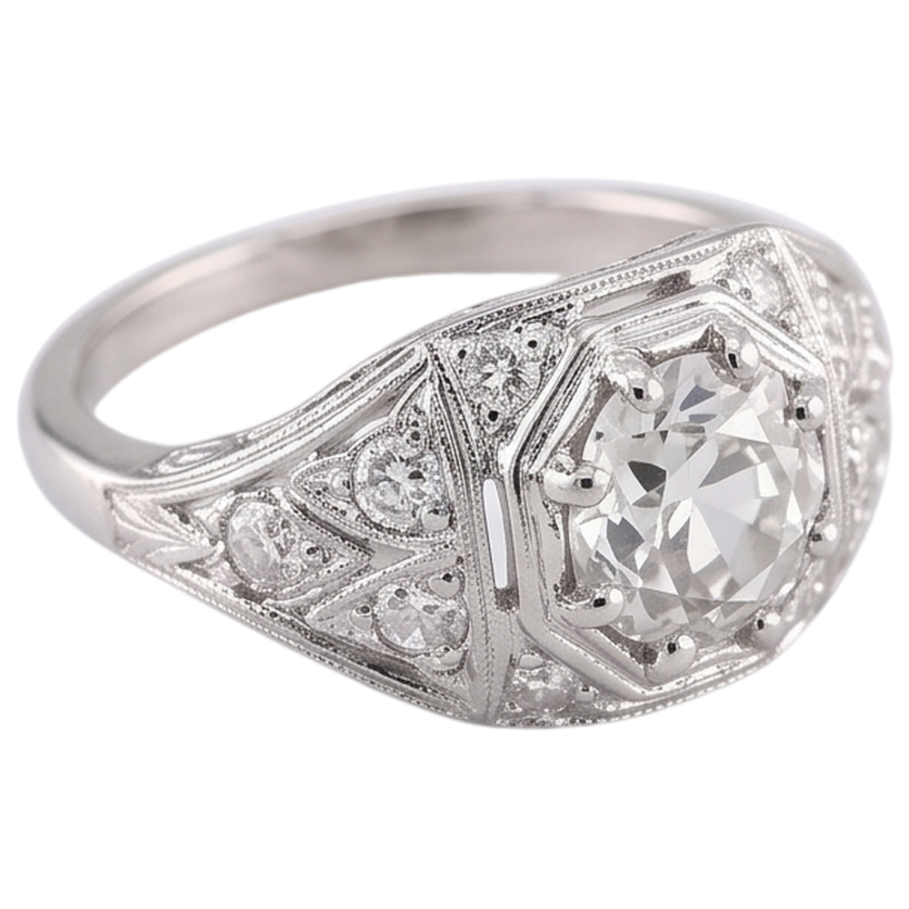 Vecchio Minatore Anello Diamante 2 Carati Oro Bianco 14K