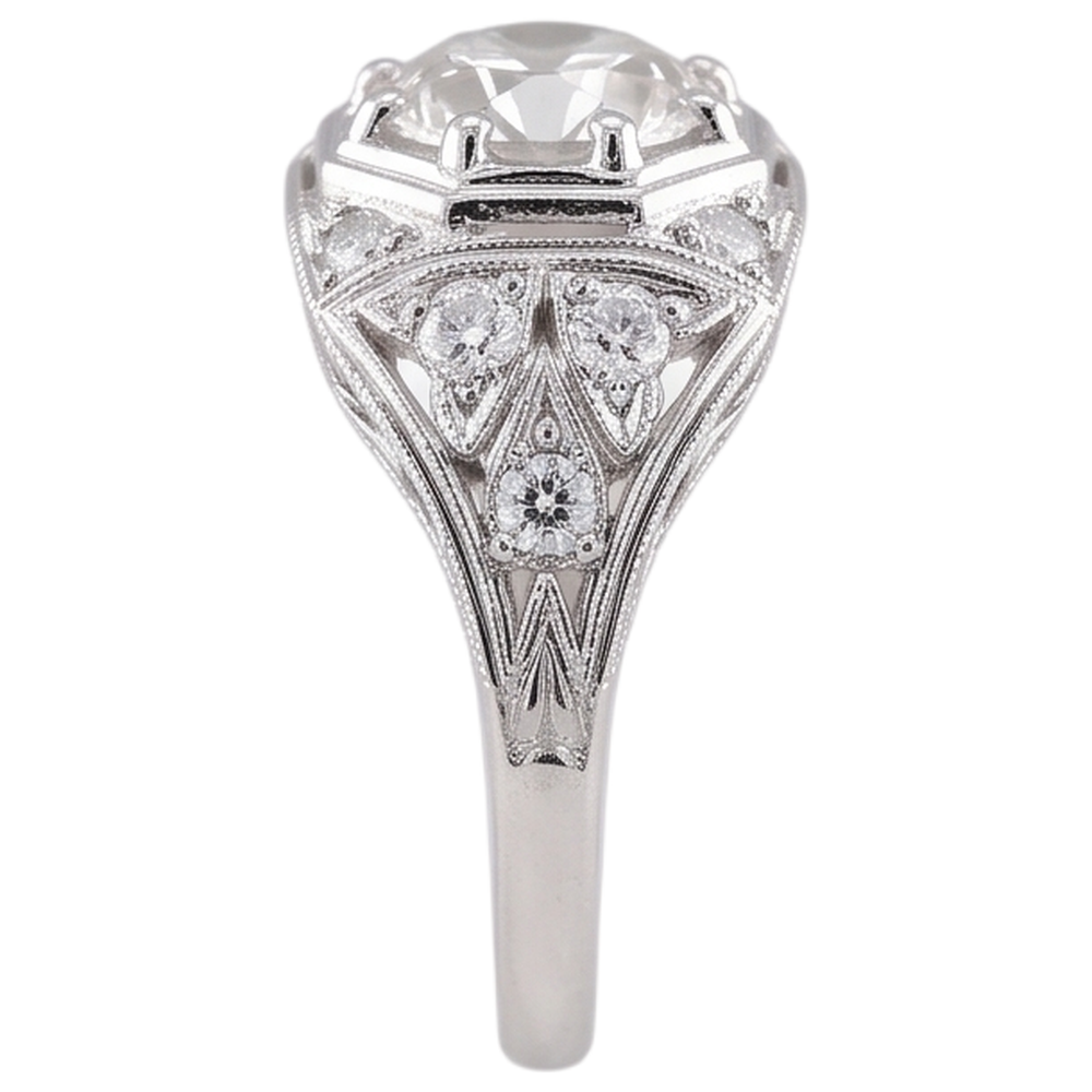 Vecchio Minatore Anello Diamante 2 Carati Oro Bianco 14K