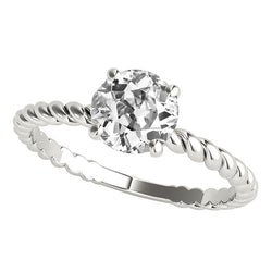 Vecchio Minatore Naturale Diamante Solitario Anello Polo Stile Corda 2 Carati Oro
