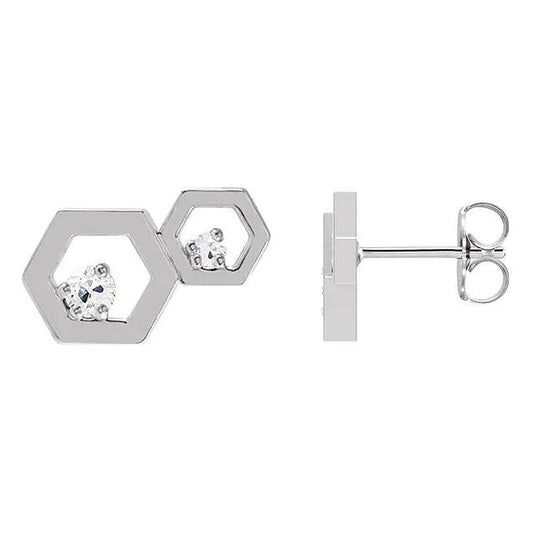 Vecchio Minatore Naturale Diamante Studs 1,50 Carati Forma Esagonale 2 Gioielli In Pietra