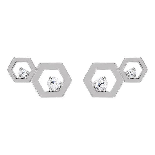 Vecchio Minatore Naturale Diamante Studs 1,50 Carati Forma Esagonale 2 Gioielli In Pietra