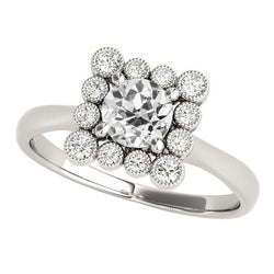 Vecchio Taglio Genuino Diamante Halo Ring Bezel Prong Set Milgrain Jewelry 3,25 Carati