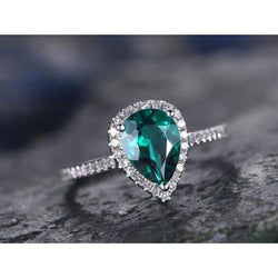 Verde Smeraldo Da 4.40 Carati Con Anello Di Diamanti In Oro Bianco Fine Lady Jewelry