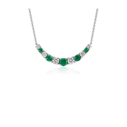 Verde Smeraldo taglio rotondo 26 carati con collana di diamanti in oro bianco 14K