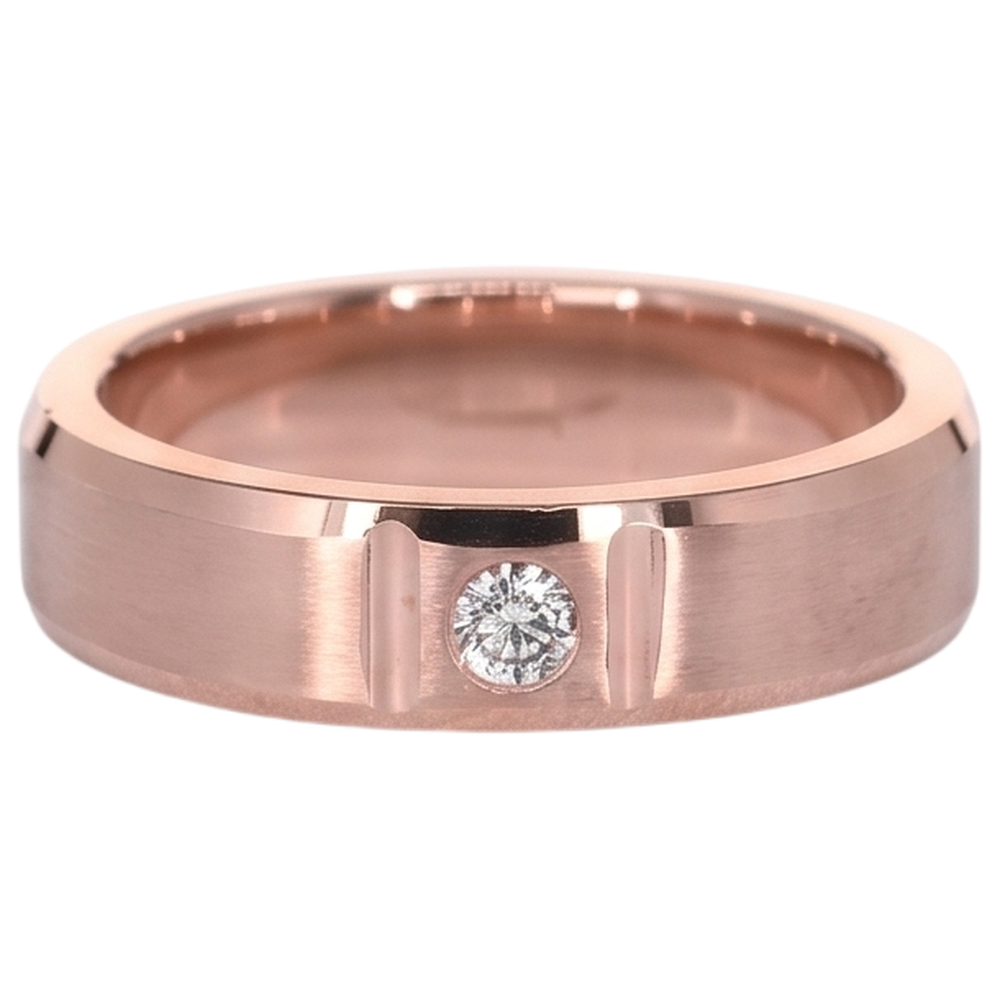 Vero Anello Da Uomo Gypsy Con Finitura Satinata 0,25 Carati In Oro Rosa 14K
