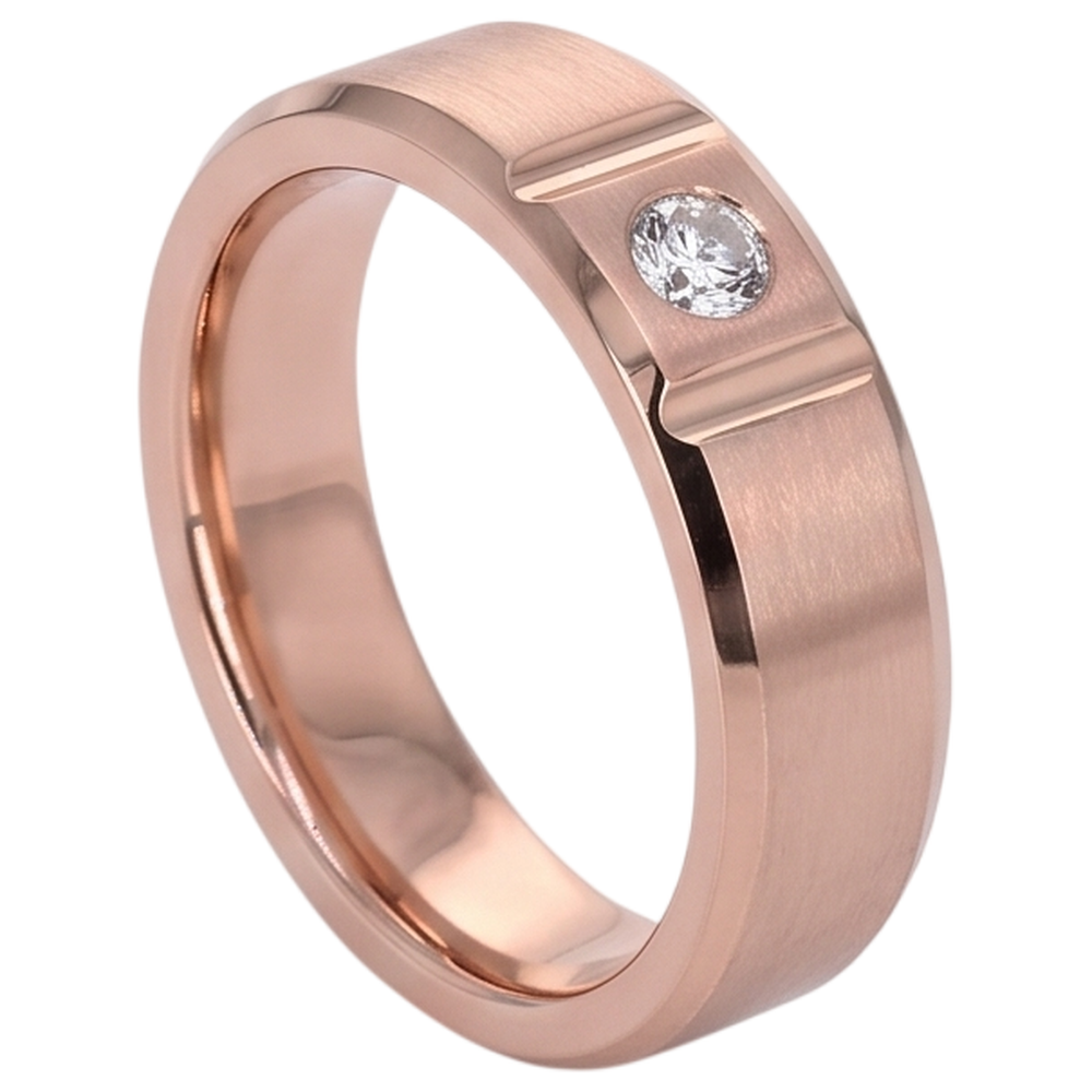 Vero Anello Da Uomo Gypsy Con Finitura Satinata 0,25 Carati In Oro Rosa 14K