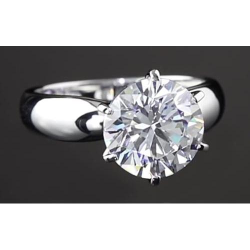Vero Anello Di Fidanzamento Solitario 3 Carati Con Montatura In Oro Bianco 14K
