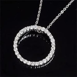 Vero Collana Con Ciondolo In Oro Bianco 14K Con Taglio Brillante Da 2.70 Ct.