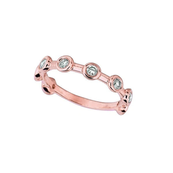 Vero Diamante Half Eternity Bubble Ring Band 0,50 Carati Lunetta In Oro Rosa 14K