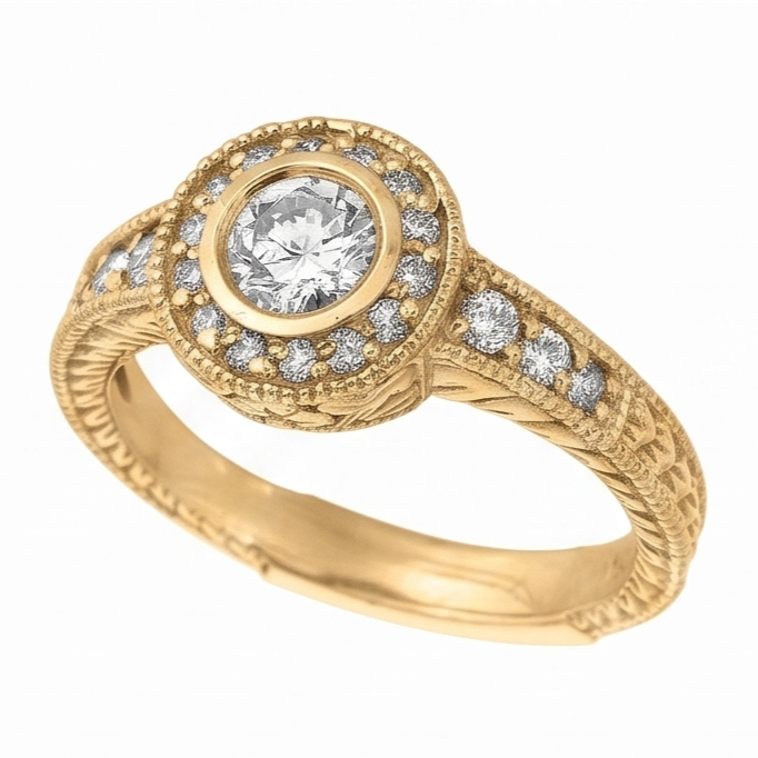 Vero Diamond Anniversary 0,80 Carati Fancy Ring Bezel Setting Jewelry oro giallo 14K