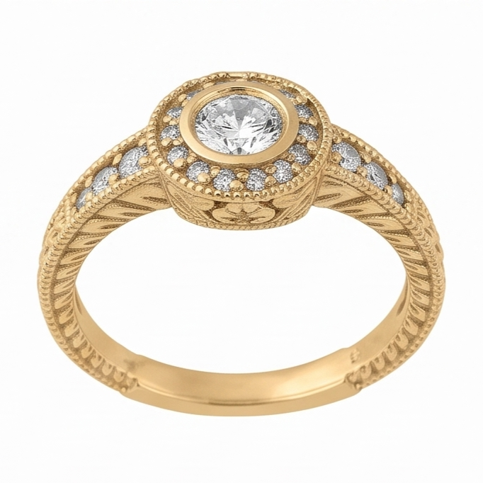 Vero Diamond Anniversary 0,80 Carati Fancy Ring Bezel Setting Jewelry oro giallo 14K
