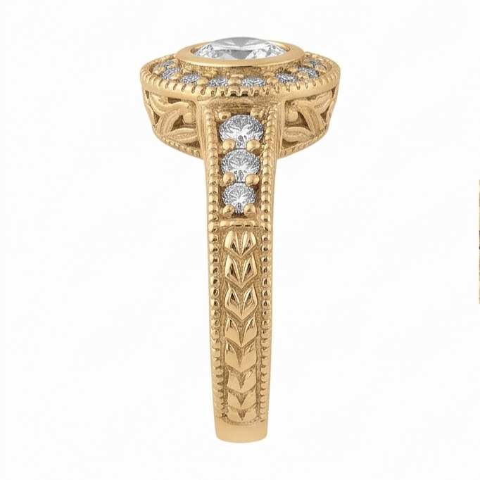 Vero Diamond Anniversary 0,80 Carati Fancy Ring Bezel Setting Jewelry oro giallo 14K