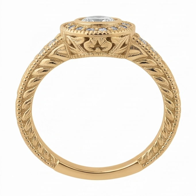 Vero Diamond Anniversary 0,80 Carati Fancy Ring Bezel Setting Jewelry oro giallo 14K