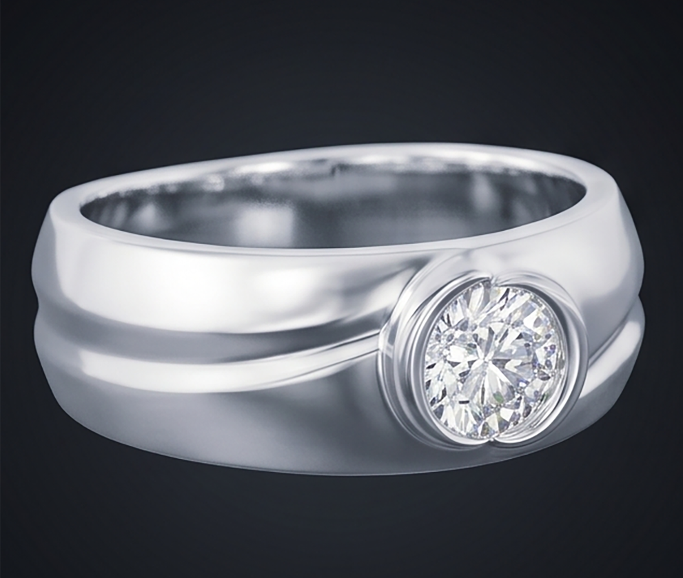 Vero Ovale Anello con Diamante Lunetta Gioielli da Uomo