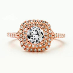 Vero Anello Con Doppio Alone Anello In Oro Rosa Con Taglio A Miniera In Oro Rosa 3 Carati