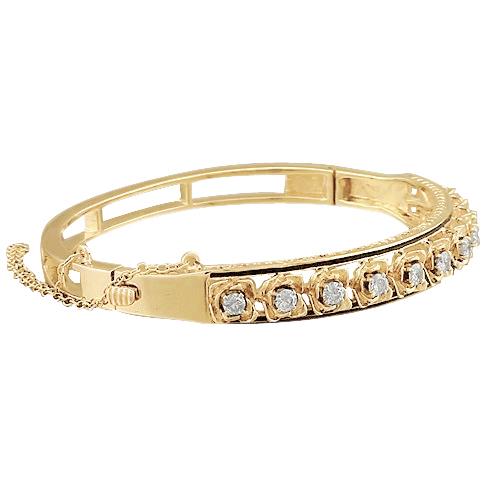 Vero Bracciale In Stile Petalo 3,30 Carati Con Gioielli In Oro Giallo 14K