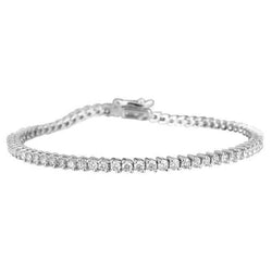 Vero Diamante Piccolo Taglio rotondo Bracciale Tennis Oro Bianco 14K 7 Carati