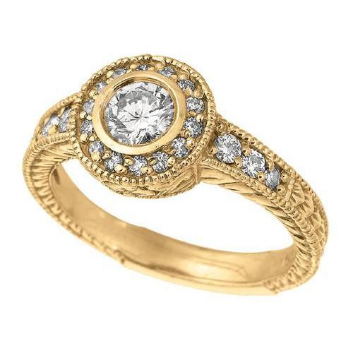 Vero Diamond Anniversary 0,80 Carati Fancy Ring Bezel Setting Jewelry YG 18K