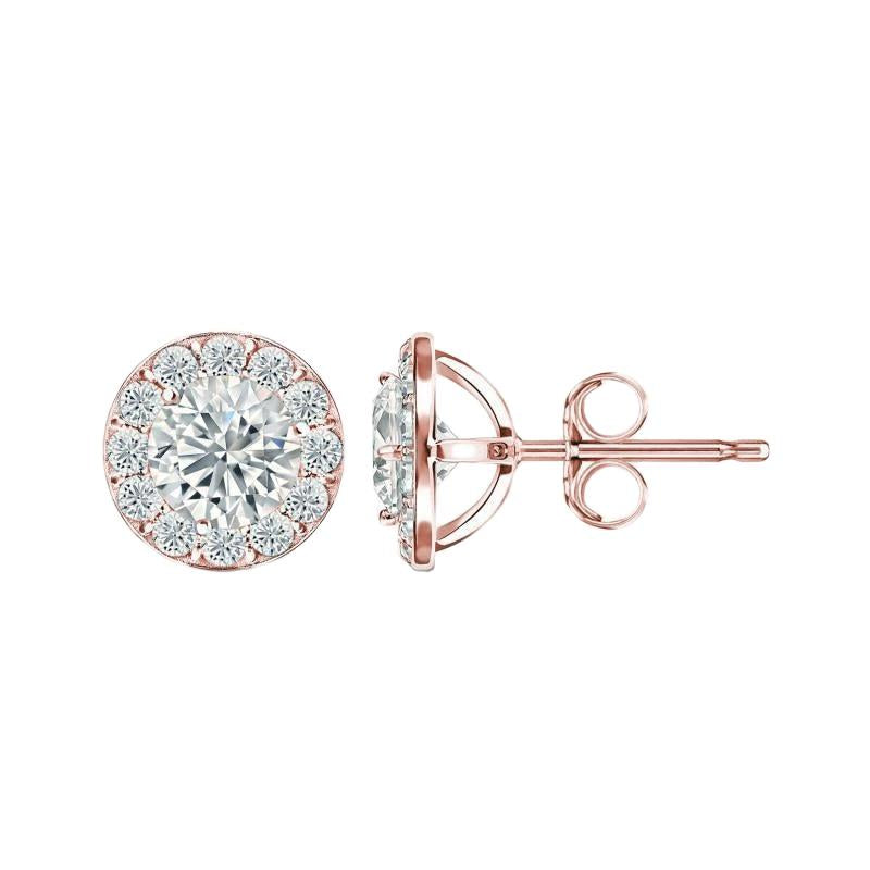 Vero Halo Rose Gold 14K Sparkling 3,50 Carati Orecchini Lady Studs