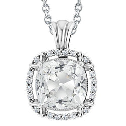 Vero Pendente Con Alone Europeo Antico Con Cuscino Da 7 Carati E Cauzione Scorrevole In Oro 14K
