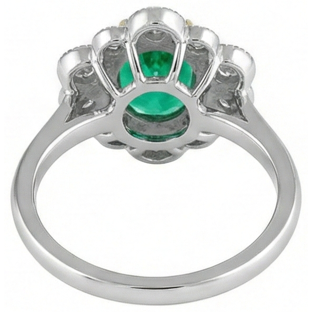 Anello con Pietra Preziosa Oro 14 Carati Bicolore con Smeraldo – vista posteriore