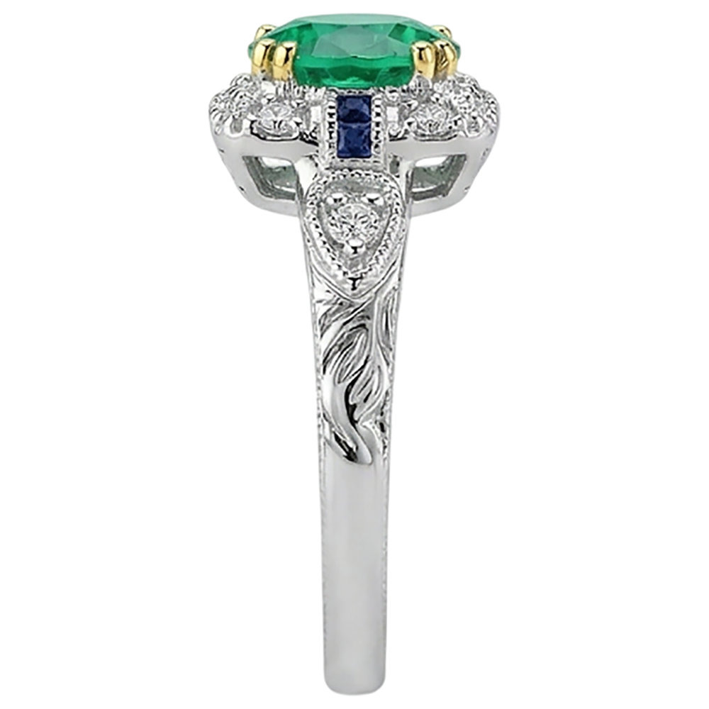 Anello con Gemma Oro Bicolore 14K con Smeraldo Fine – vista dall'alto