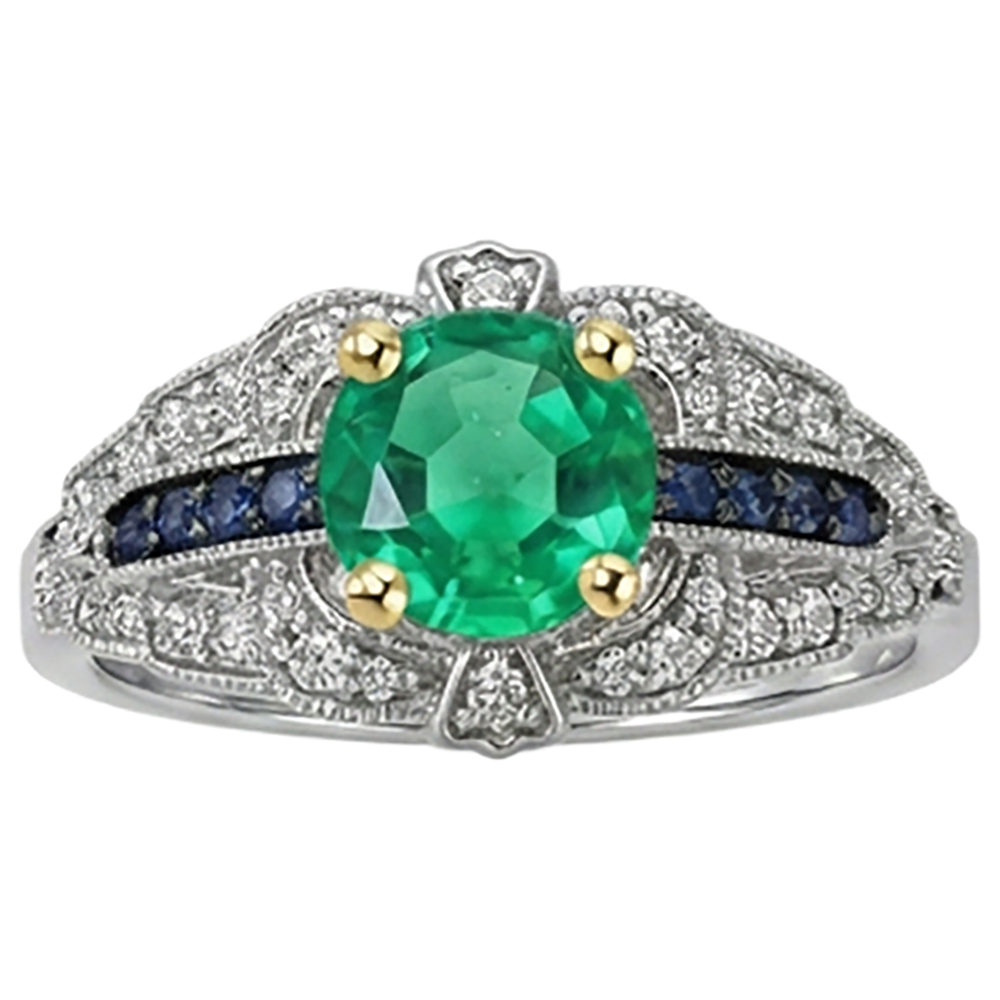 Anello con Gemma 14K con Smeraldo Colombiano – vista angolare