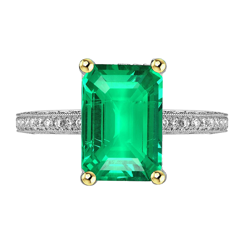 Anello con Gemma Oro Due Toni 14K con Smeraldo – vista principale