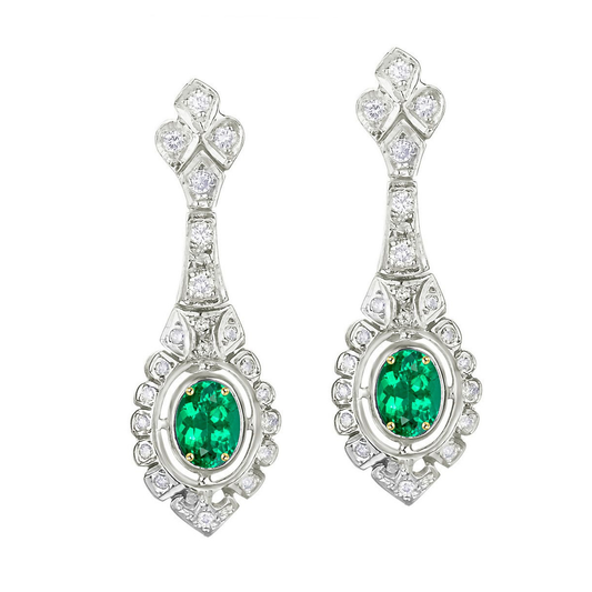Smeraldo Fine Gemstone Earring 1,50-carati Oro 14 Carati Bicolore – vista principale