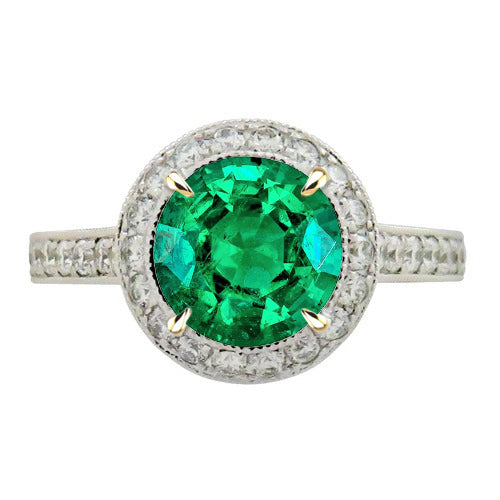 Anello con Pietra Preziosa Oro 14 Carati Bicolore con Smeraldo – vista principale