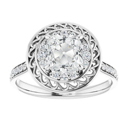 Anello di Fidanzamento Halo Oro Bianco 14K – Diamante Fine