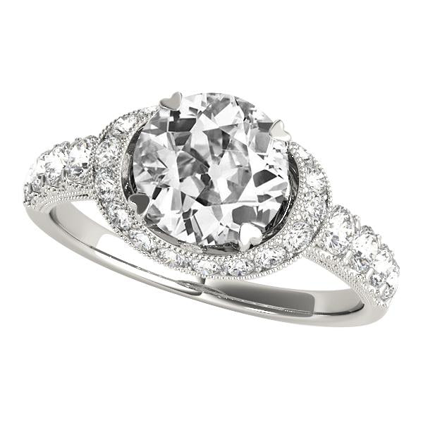 Vintage Style Halo Il Giro Old Mine Cut Naturale Diamanti 6 Carati Milgrain