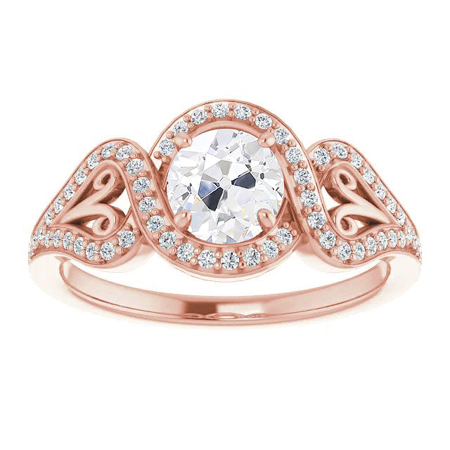 Diamante Anello con Pavé Halo 5 carati Oro Rosa 14K – vista principale