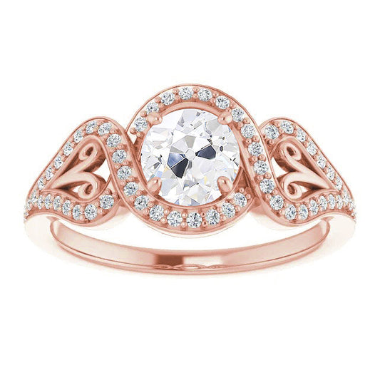 Diamante Anello con Pavé Halo 5 carati Oro Rosa 14K – vista principale