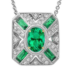 Smeraldo Fine Collana Pendente di lusso – 3 carati Oro Bicolore