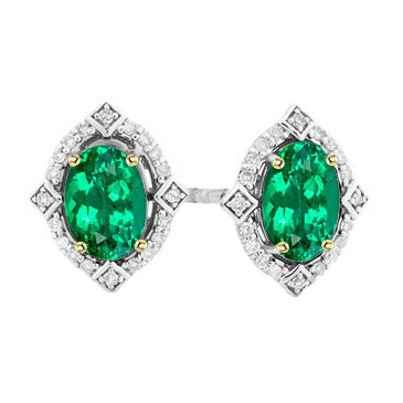 Smeraldo Colombiano Gemstone Earring 1,50-carati Oro 14 Carati Bicolore – vista principale