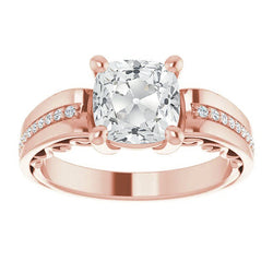 Diamante Fine Vintage Anello Solitario con Accenti 5,50 carati