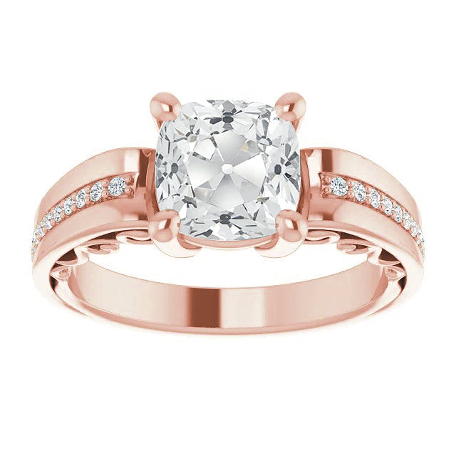 Diamante Fine Anello Solitario con Accenti 5,50 carati Oro Rosa 14K – vista principale