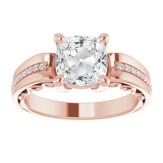 Diamante Fine Anello Solitario con Accenti 5,50 carati Oro Rosa 14K – vista principale
