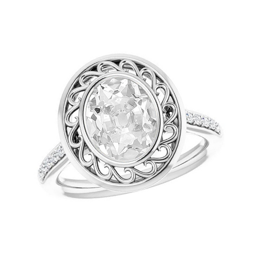 Diamante Anello di Fidanzamento Halo 2-carati Oro Bianco 14K – vista frontale