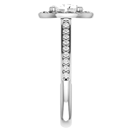 Anello di Fidanzamento Halo Oro Bianco 14K con Diamante – vista laterale
