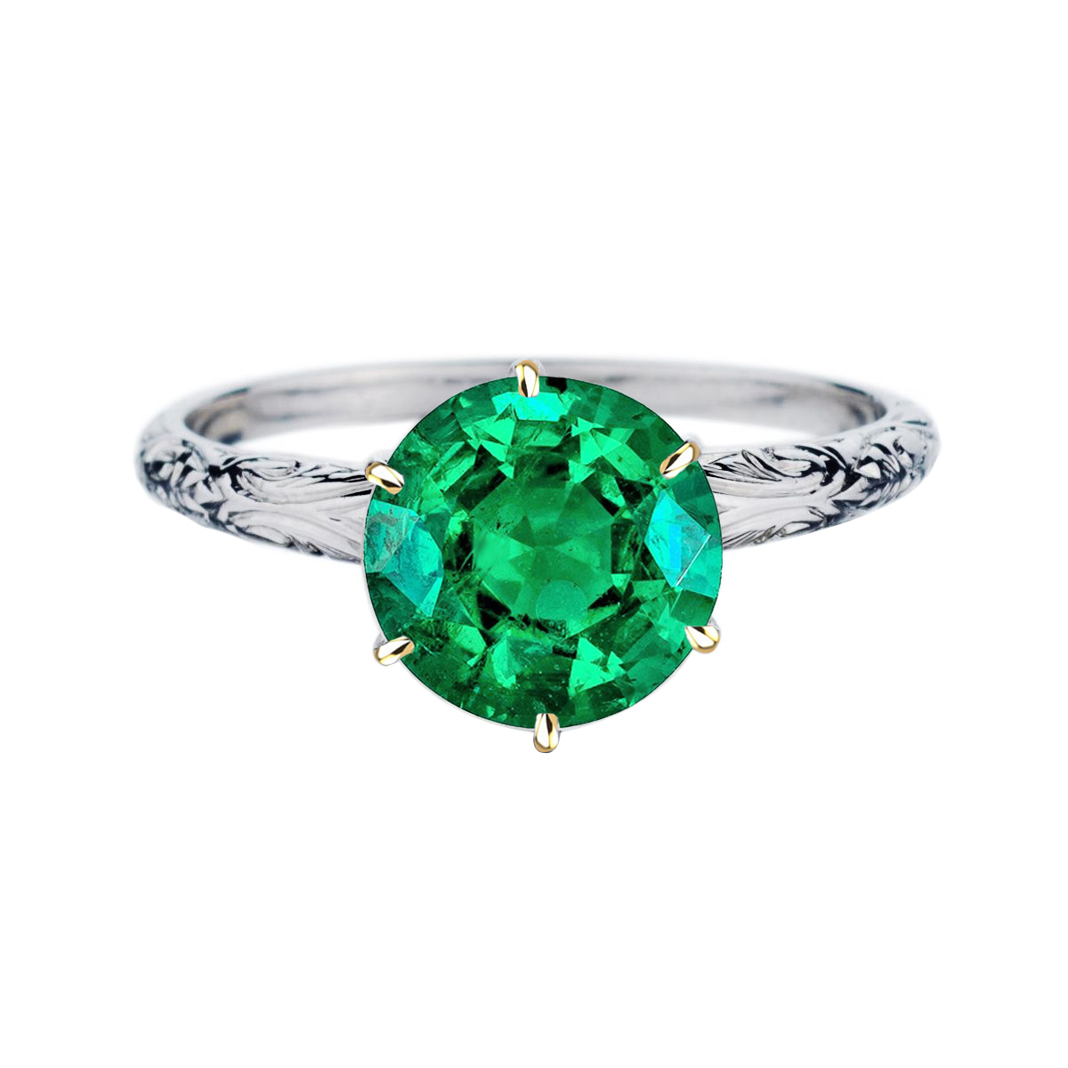 Anello con Gemma Oro Bicolore 14K con Smeraldo Colombiano – vista principale