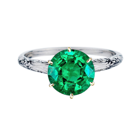 Anello con Gemma Oro Bicolore 14K con Smeraldo Colombiano – vista principale