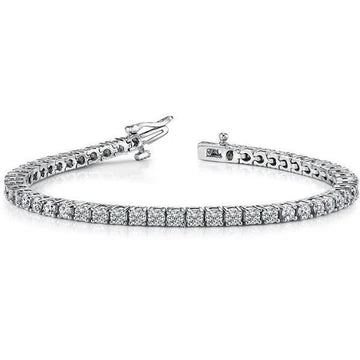 WG 14K Bracciale Tennis 5.72 Carati Vero Diamanti Taglio Brillante Tondo