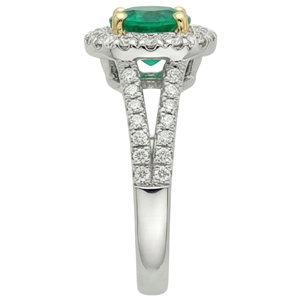Smeraldo Fine Anello con Pietra Preziosa 2-carati Oro Bicolore 14K – vista dall'alto