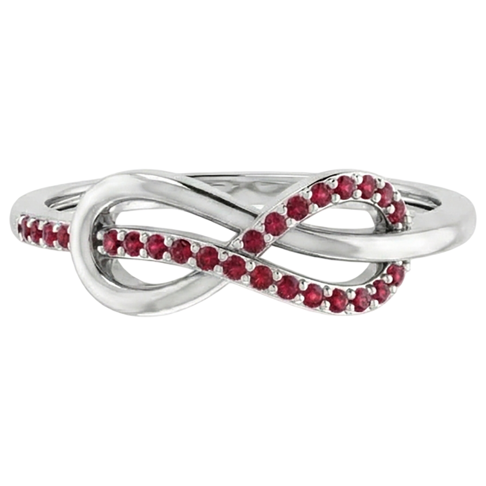Wedding Infinity Band Round Rubini 0,50 carati con oro bianco 14 carati
